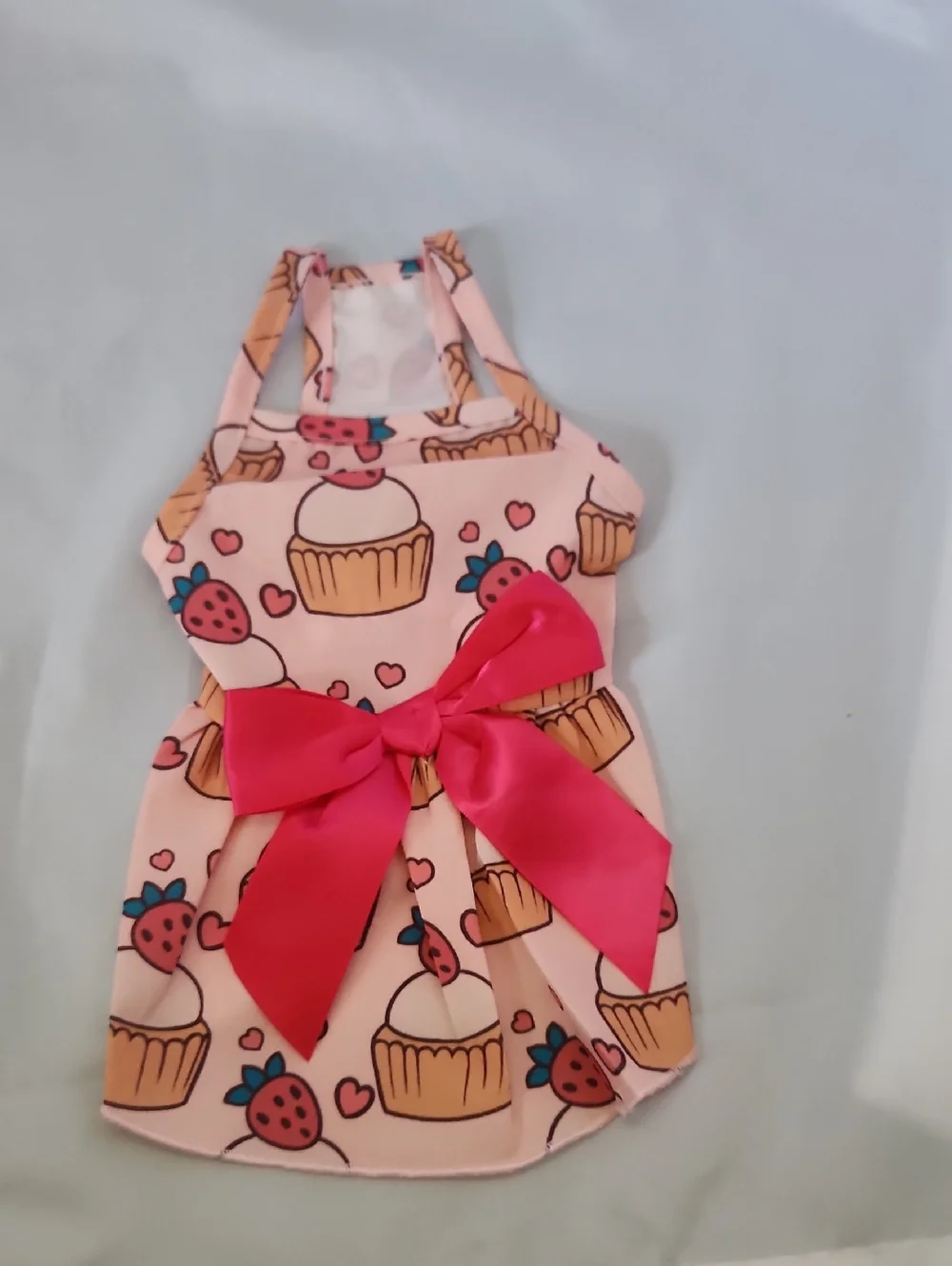 Source Unknown Pink Cupcake & Strawberry Dog Dress with Hot Pink Bow